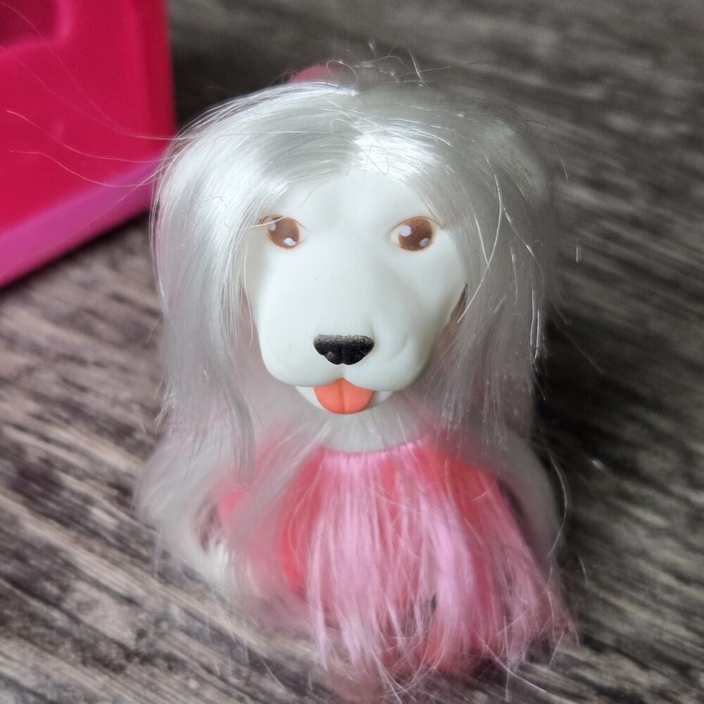 VTG 1988 My Pretty Pets Cititoys Long Hair Pink Puppy Dog Sweetie Pup & Carrier